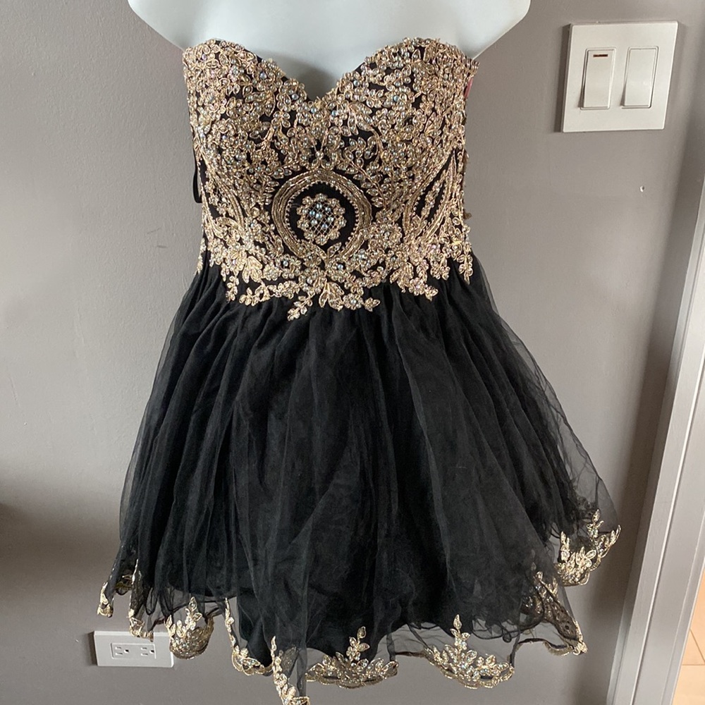 Black strapless Sequin Evening Dress Size 8